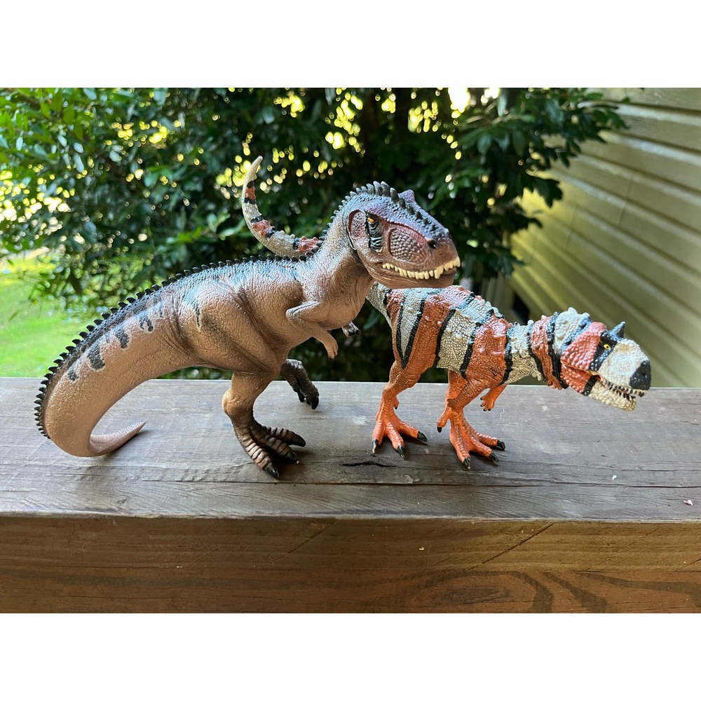 Schleich Giganotosaurus 14516 Carnotaurus 14527 Dinosaur Figures Movable Jaws